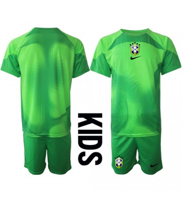 Brazylia Bramkarskie Koszulka Wyjazdowych Dziecięca MŚ 2022 Krótki Rękaw (+ Krótkie spodenki)
